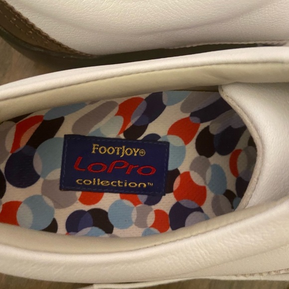 FootJoy Brown Patent Square Toe Gold Shoes NEW - Picture 4 of 6